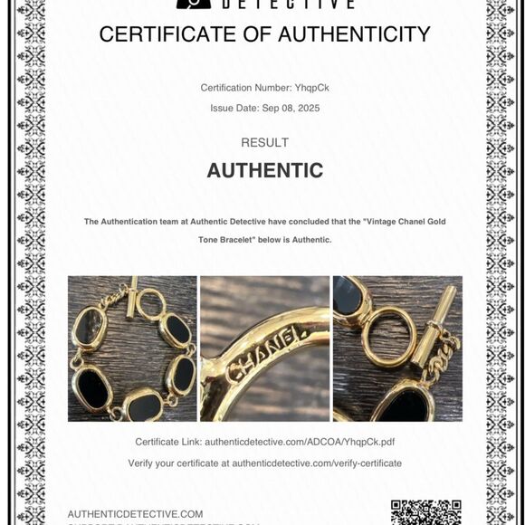 CHANEL Gold and Black Oval Link Bracelet - Picture 7 of 7